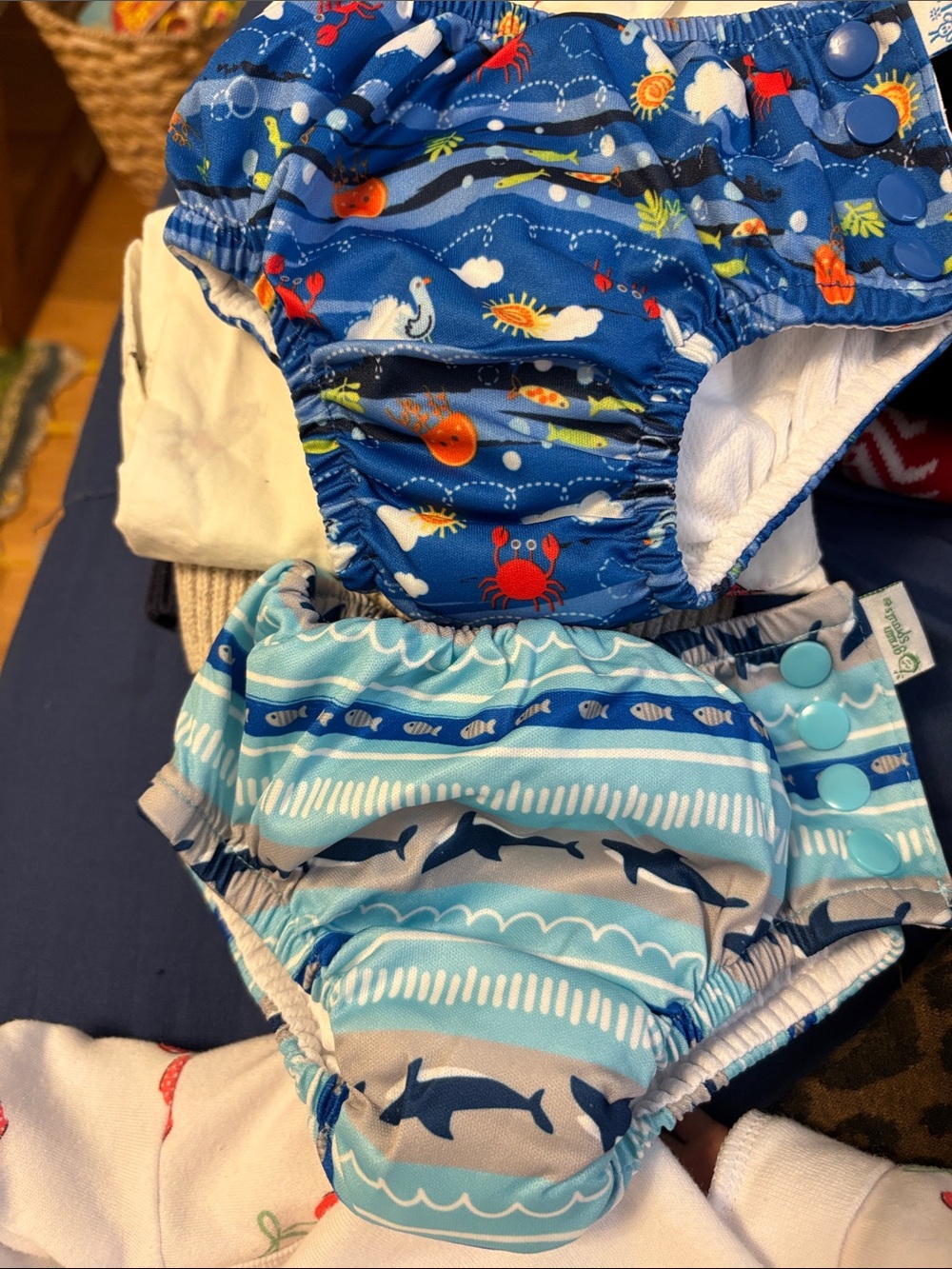 Two Pairs - 6 mos, 12 mos: Reusable Baby Swim Diapers